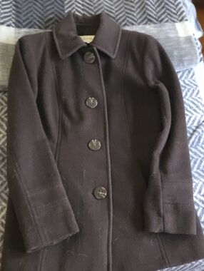 Calvin Klein Women's Black Single-Breasted Wool Pea Coat